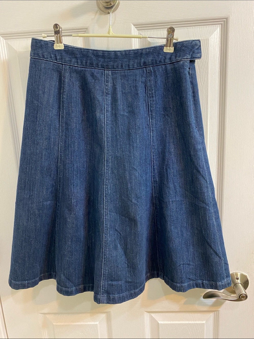Vintage LL Bean Denim Skirt Womens 6 Regular Blue A Line Stretch 90s Y2K Retro